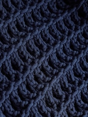 Bleumarin cu margine contrastantă - Cotton Rich Mesh Tie Front Sailor Collar Cardigan - Imaginea 8 din 9