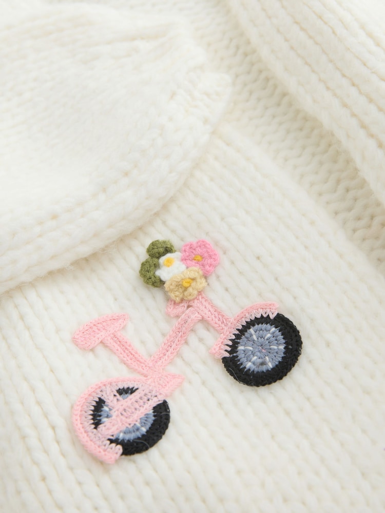 Ecru 3D Bikes Soft Touch Chunky Knit Cardigan - Image 2 of 3