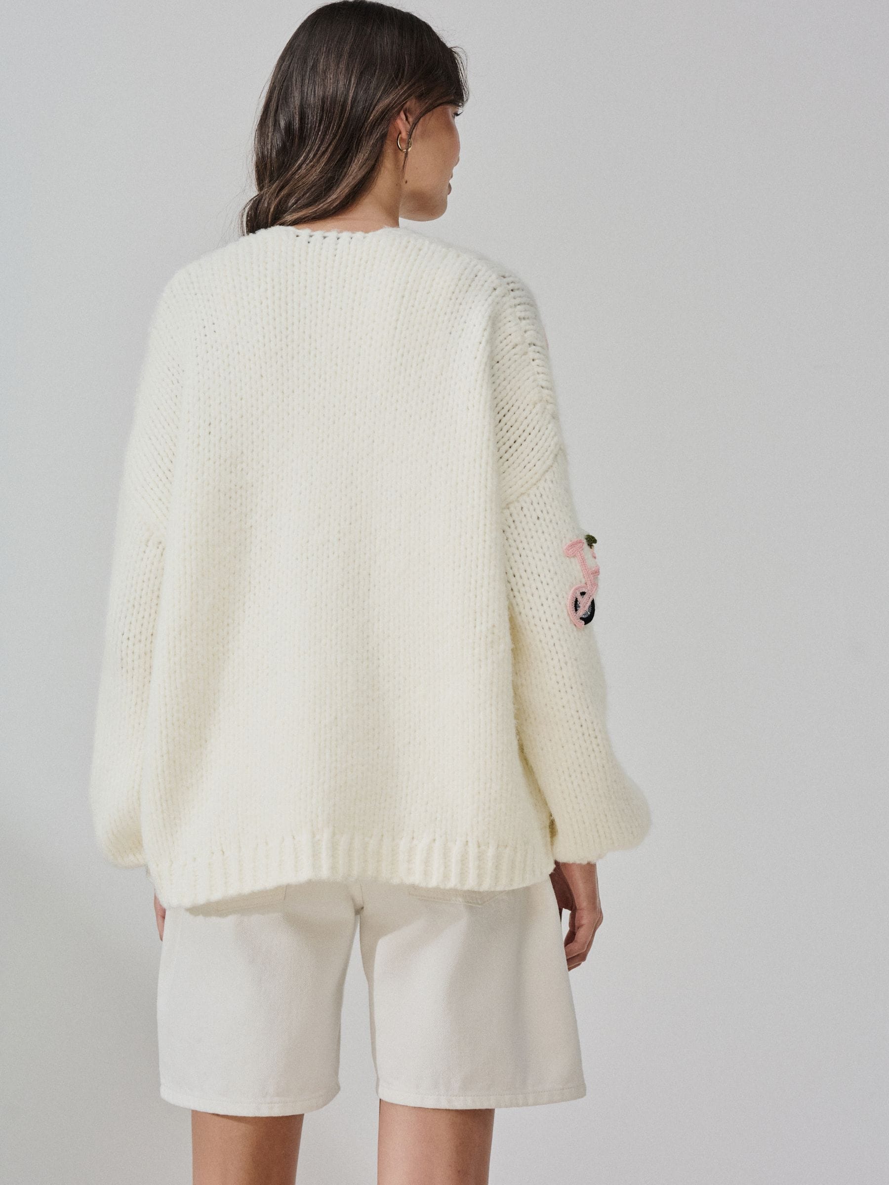 Buy Ecru 3D Bikes Soft Touch Chunky Knit Cardigan from Next Ireland