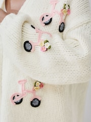 Ecru 3D Sykler - Myk, grovstrikket cardigan - Bilde 4 av 7