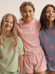 Pink/Blue Short Pyjamas 3 Pack (3-16yrs) - Image 3 of 5