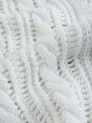 White 100% Cotton Cricket Style Cable Knit Cardigan - Image 8 of 8