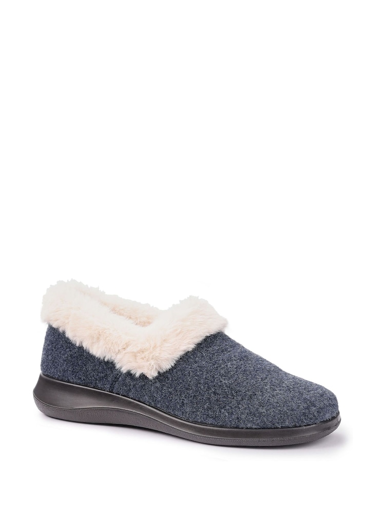 Hotter Blue Wide Fit Snug II Slip-On Slippers - Image 2 of 4 Hotter Blue Wide Fit Snug II Slip-On Slippers - Image 2 of 4