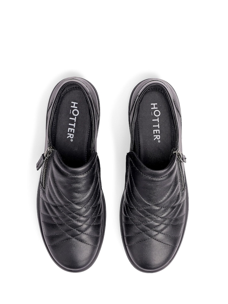 Hotter Black Wide Fit Poppy Slip-On/Zip Shoes - Image 4 of 4
