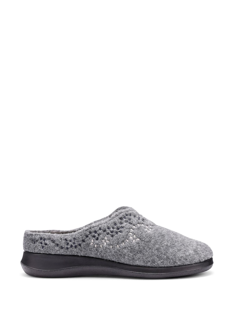 Hotter Grey Wide Fit Cuddle Slip-On Slippers - Image 1 of 4 Hotter Grey Wide Fit Cuddle Slip-On Slippers - Image 1 of 4