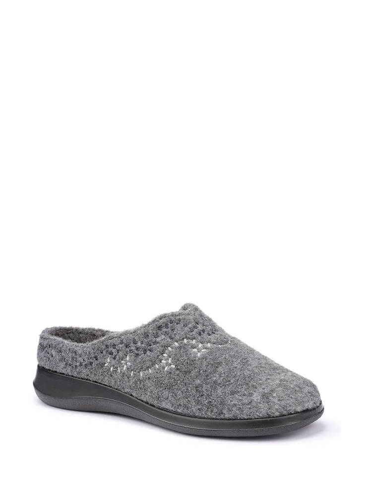 Hotter Grey Wide Fit Cuddle Slip-On Slippers - Image 2 of 4 Hotter Grey Wide Fit Cuddle Slip-On Slippers - Image 2 of 4