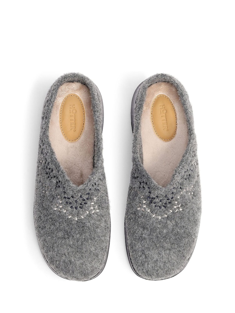 Hotter Grey Wide Fit Cuddle Slip-On Slippers - Image 4 of 4 Hotter Grey Wide Fit Cuddle Slip-On Slippers - Image 4 of 4
