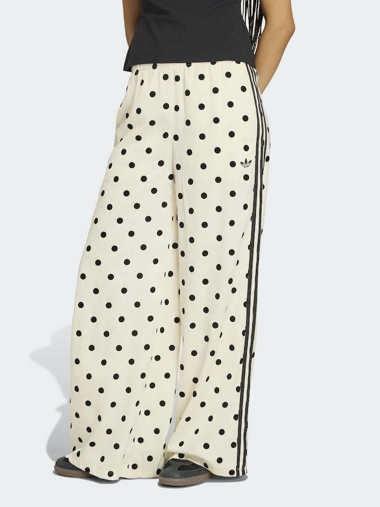 adidas Originals White Polka Dot Wide Leg Trousers - Image 1 of 6