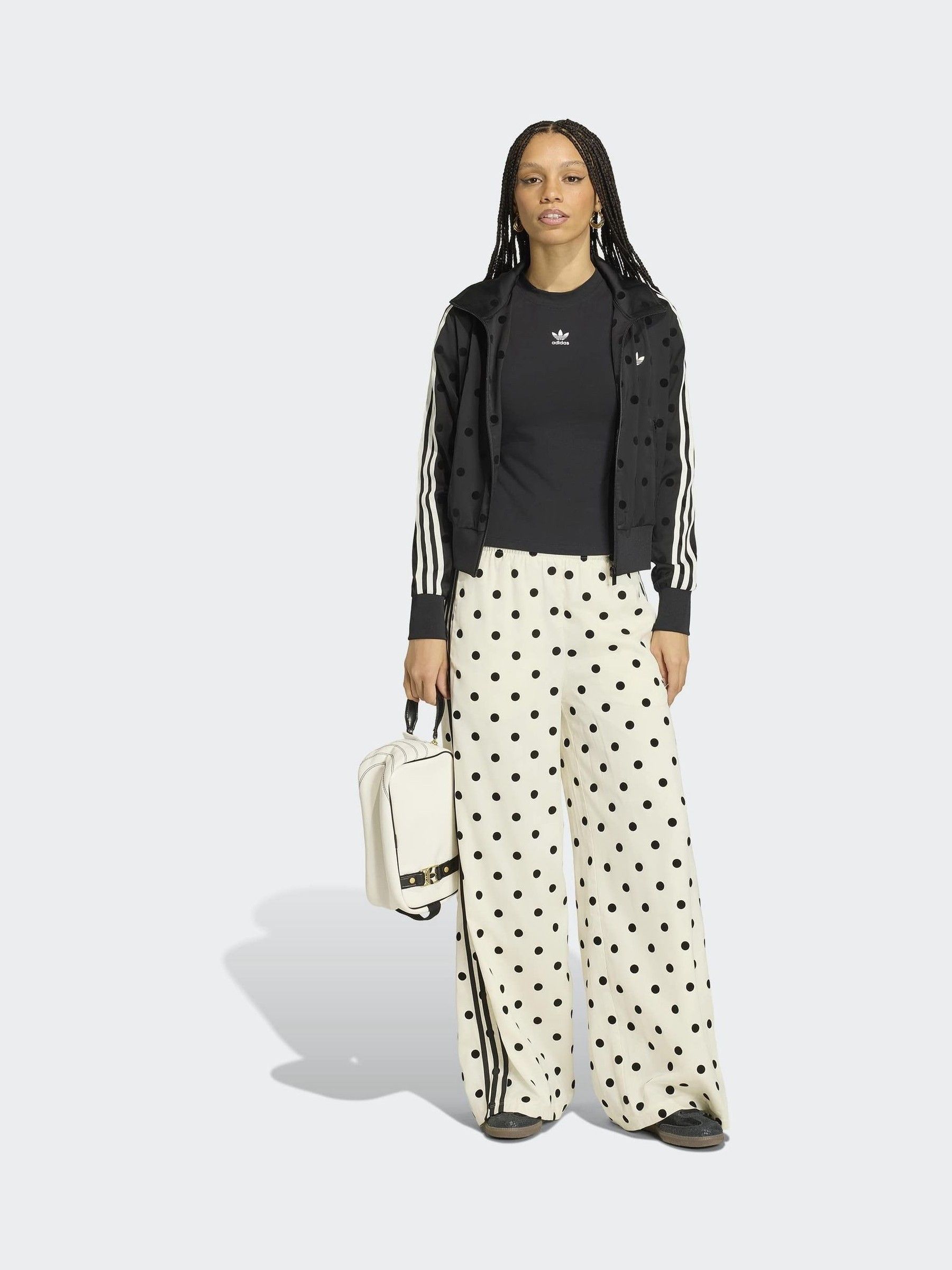 Buy White - adidas Originals Polka Dot Wide Leg Trousers from Next