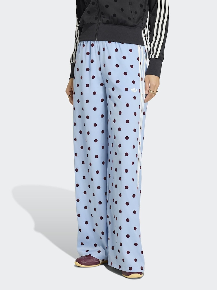 adidas Originals Blue Polka Dot Wide Leg Trousers - Image 1 of 6