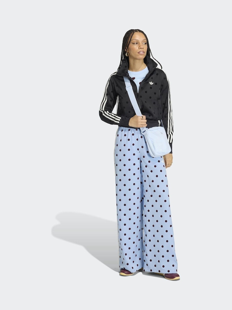 adidas Originals Blue Polka Dot Wide Leg Trousers - Image 2 of 6