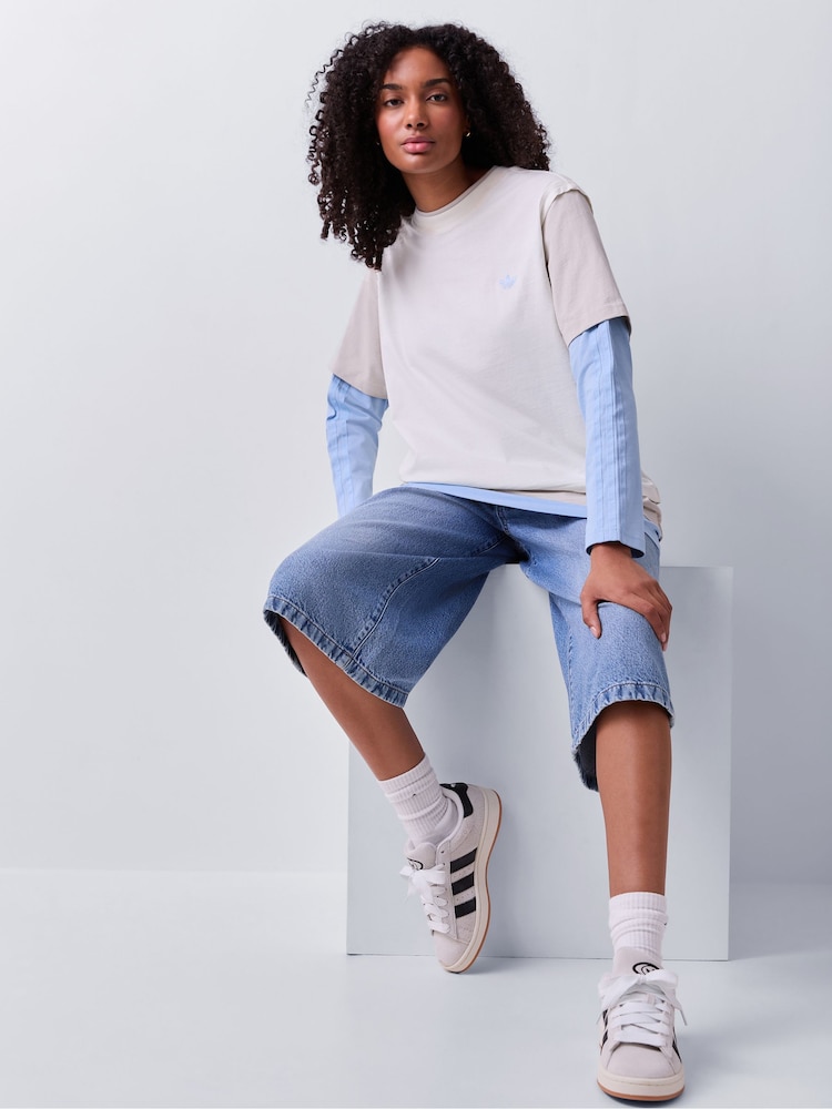 adidas Originals White Layered Long Sleeve Top - Image 2 of 5