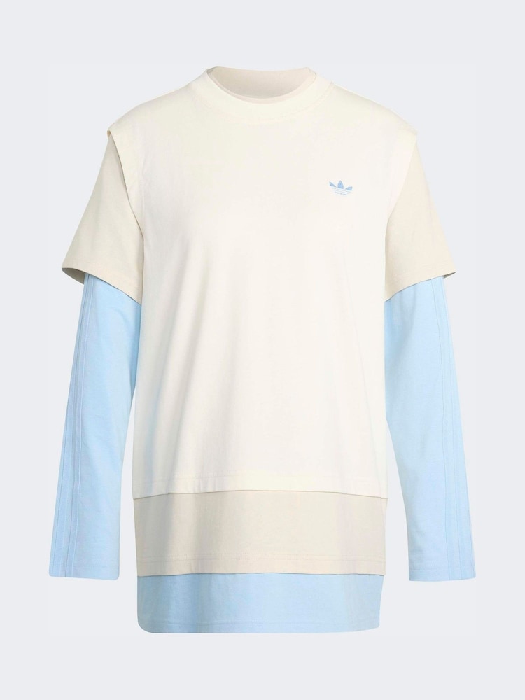 adidas Originals White Layered Long Sleeve Top - Image 5 of 5