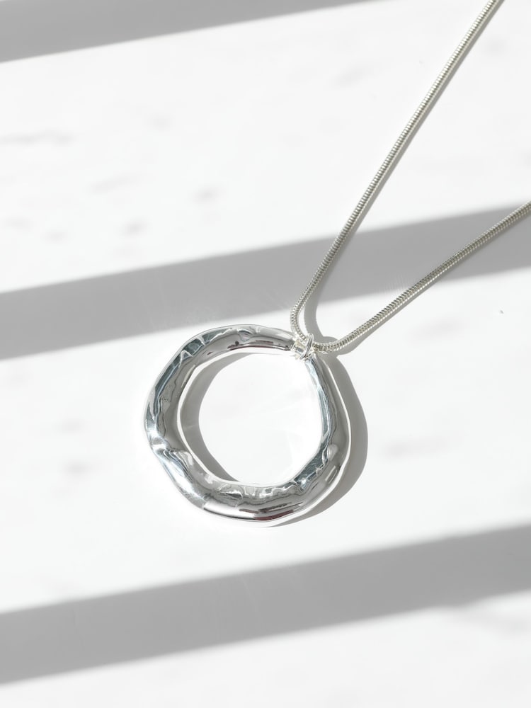 Mood Silver Tone Polished Abstract Long Open Pendant - Image 2 of 4