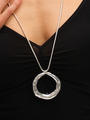 Mood Silver Tone Polished Abstract Long Open Pendant - Image 4 of 4