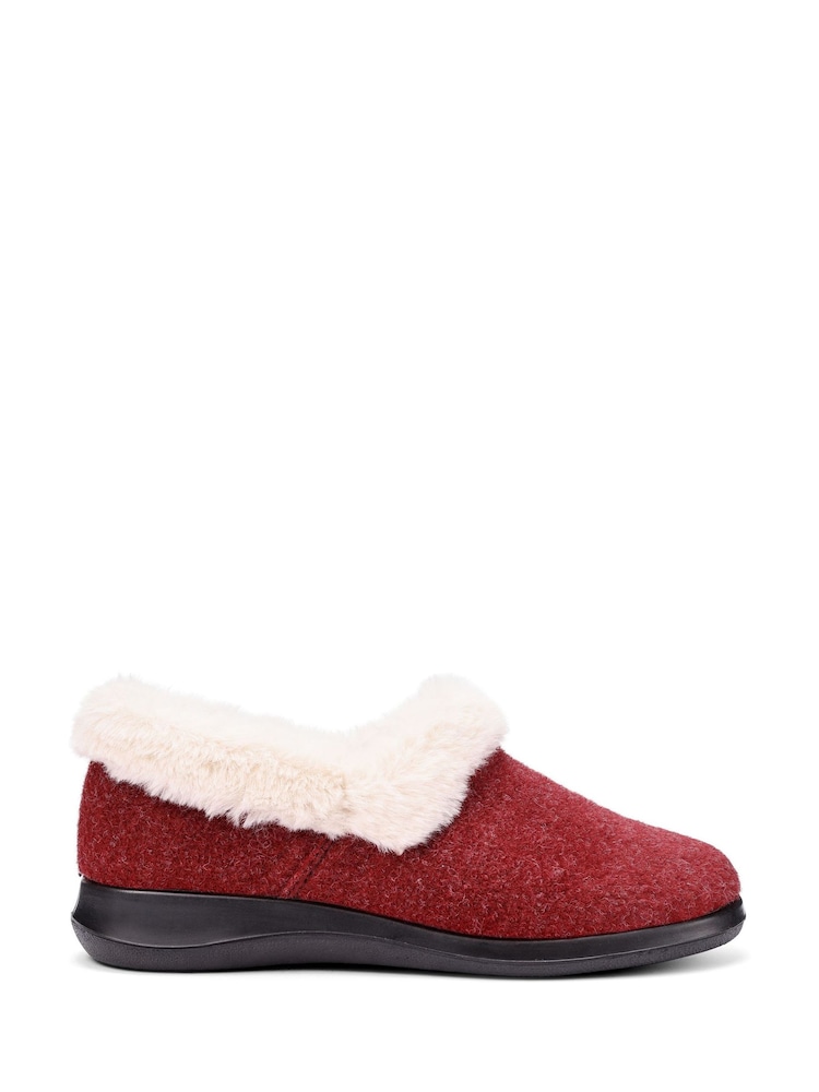 Hotter Red Regular Fit Snug II Slip-On Slippers - Image 1 of 4 Hotter Red Regular Fit Snug II Slip-On Slippers - Image 1 of 4