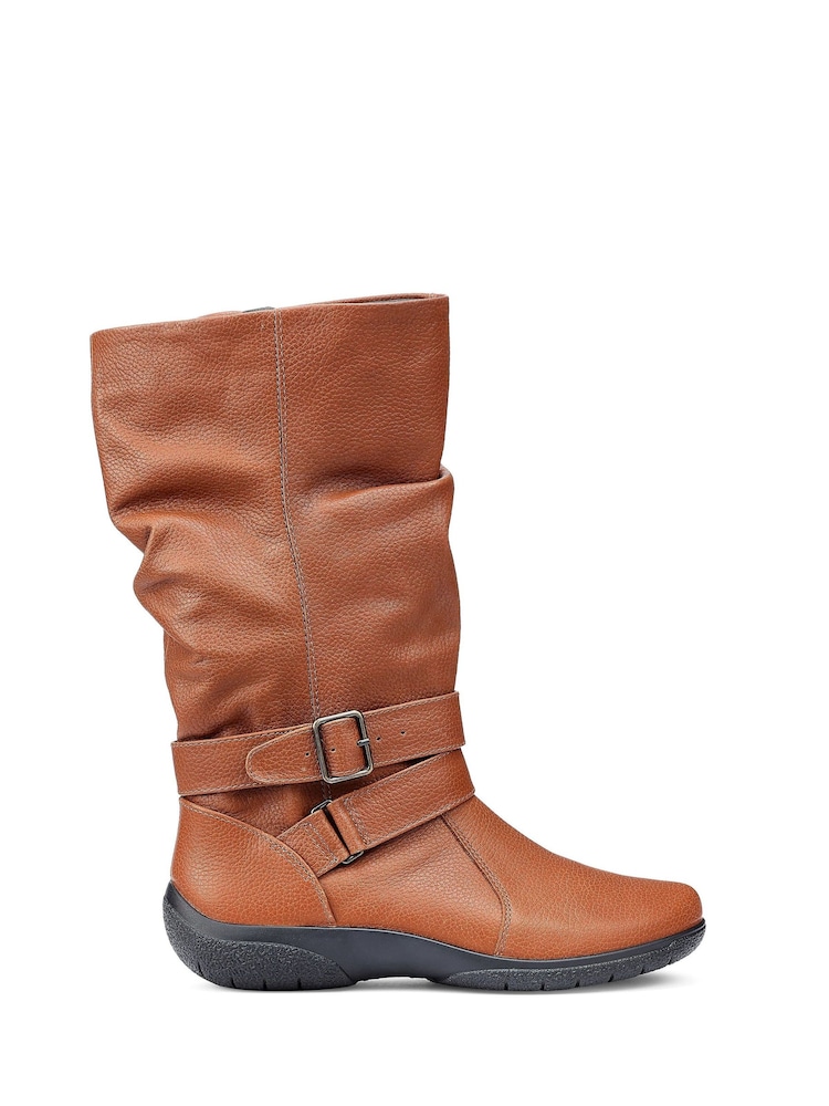 Hotter Brown Wide Fit Ballinderry Zip Buckle Boots - Image 1 of 4 Hotter Brown Wide Fit Ballinderry Zip Buckle Boots - Image 1 of 4