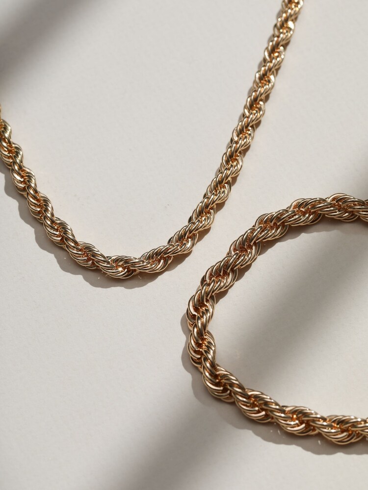 Mood Gold Tone Twisted Rope Necklace Bracelet Set - Image 2 of 5