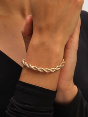 Mood Gold Tone Twisted Rope Necklace Bracelet Set - Image 4 of 5