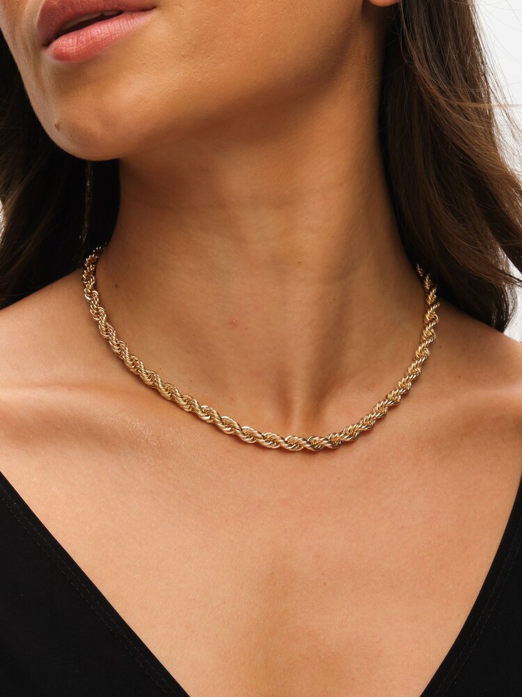 Mood Gold Tone Twisted Rope Necklace Bracelet Set - Image 5 of 5