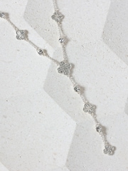 Mood Silver Tone Pave Clover Y Drop Necklace - Image 1 of 1