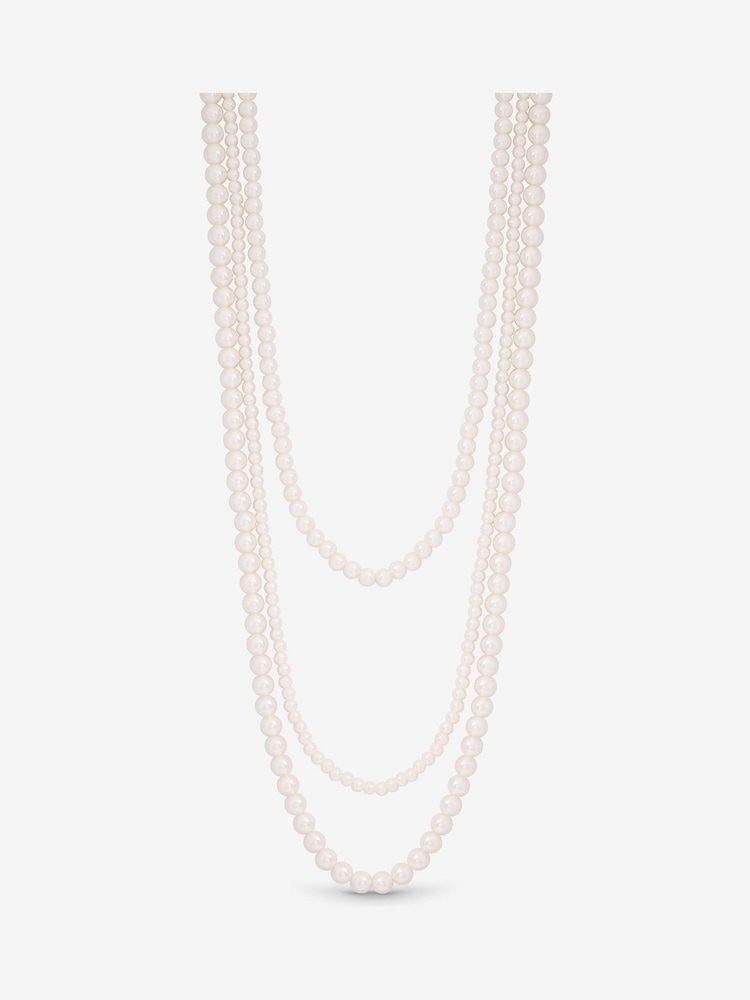 Mood Cream Pearl Multi Row Statement Long Necklace - Image 1 of 4