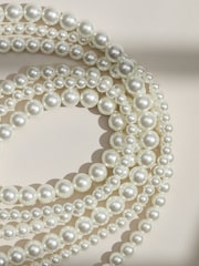 Mood Cream Pearl Multi Row Statement Long Necklace - Image 2 of 4