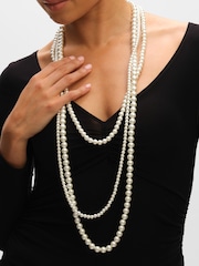 Mood Cream Pearl Multi Row Statement Long Necklace - Image 4 of 4