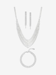 Mood Silver Crystal Multirow 3 Piece Jewellery Set - Image 1 of 2
