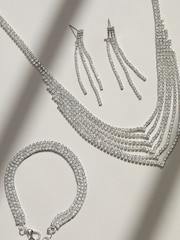 Mood Silver Crystal Multirow 3 Piece Jewellery Set - Image 2 of 2