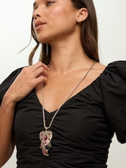 Mood Tone Red Resin Heart Charm Long Necklace - Attēls 3 no 3