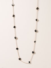 Mood Gold Tone Jet Long Clover Necklace - Image 1 of 2
