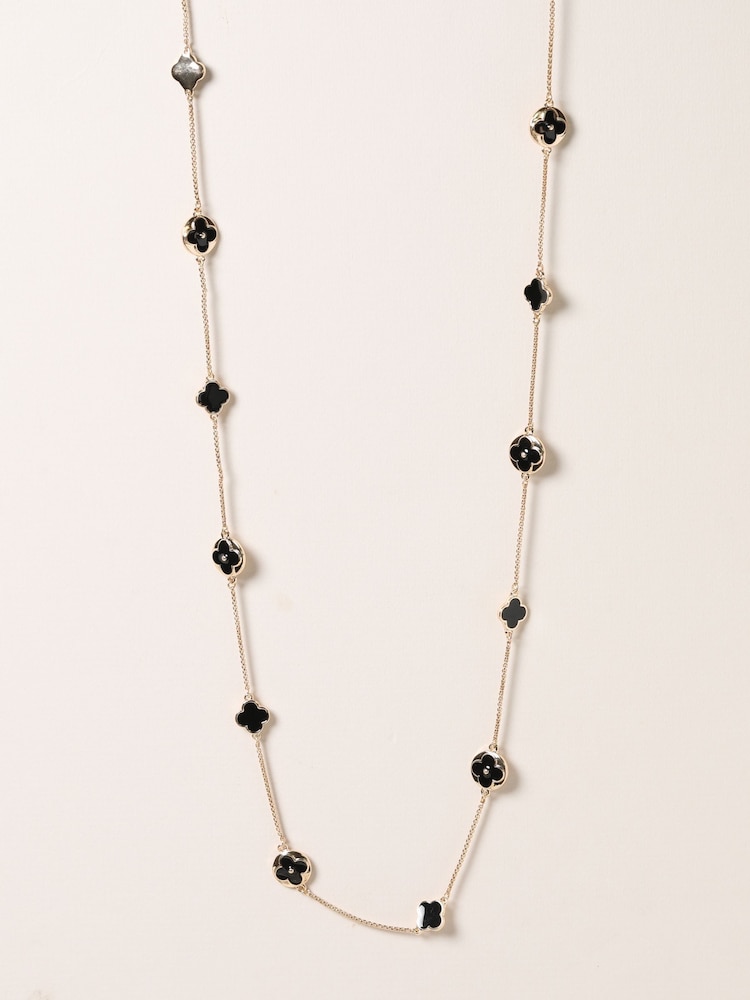 Mood Gold Tone Jet Long Clover Necklace - Image 1 of 2