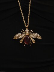 Mood Gold Tone Twisted Rope Insect Long Pendant - Image 3 of 4