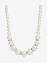 Mood Black Crystal Cream Pearl Beaded Necklace - Image 1 of 5