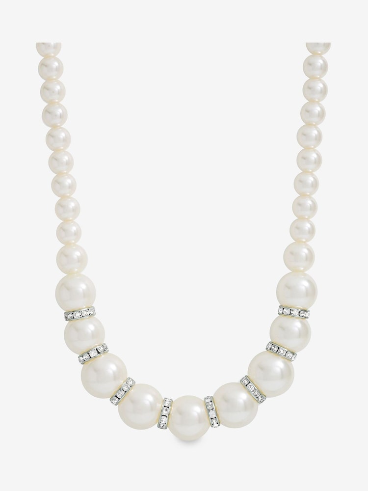 Mood Black Crystal Cream Pearl Beaded Necklace - Image 1 of 5