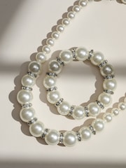 Mood Black Crystal Cream Pearl Beaded Necklace - Image 3 of 5