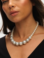 Mood Black Crystal Cream Pearl Beaded Necklace - Image 5 of 5