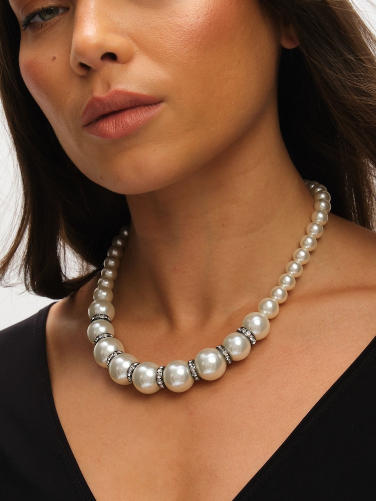 Mood Black Crystal Cream Pearl Beaded Necklace - Image 5 of 5