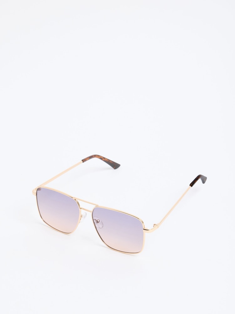 골드 - Friends Like These 클래식한 금속 프레임 에비에이터 선글라스 - 6의 이미지 6