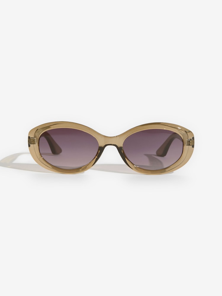 Love & Roses Olive Green Slim Cateye Sunglasses - Image 1 of 3