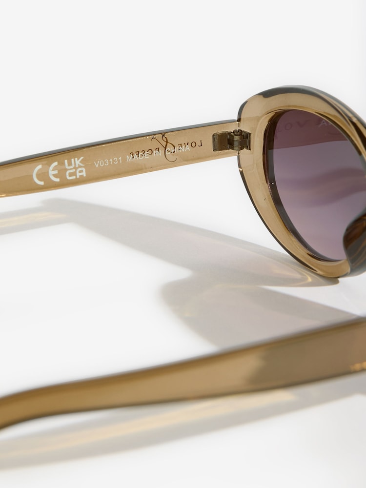 Love & Roses Olive Green Slim Cateye Sunglasses - Image 5 of 5