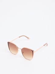Love & Roses Gold Metal Frame Classic Cat Eye Sunglasses - Image 6 of 6