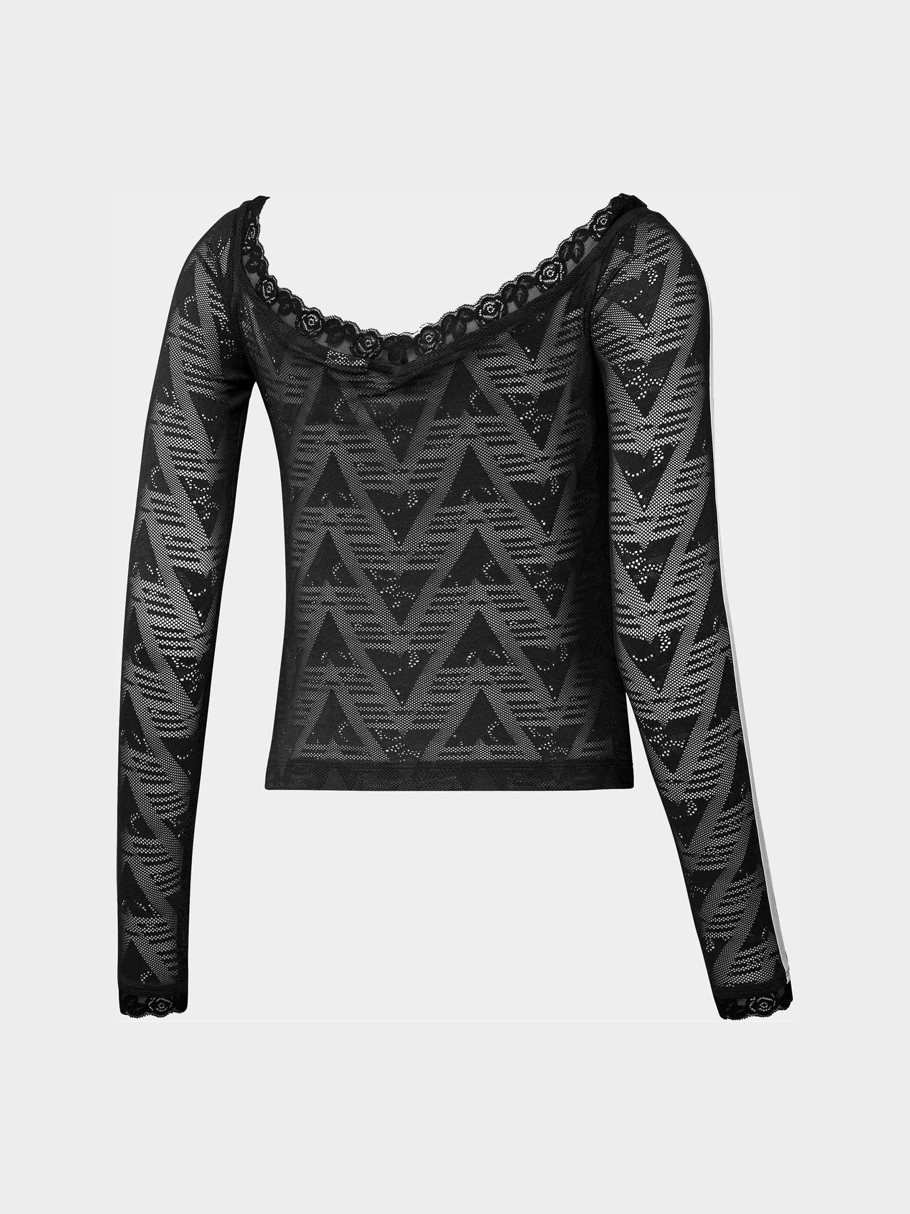 Buy adidas Originals Black Lace Long Sleeve Bardot Top from Next USA