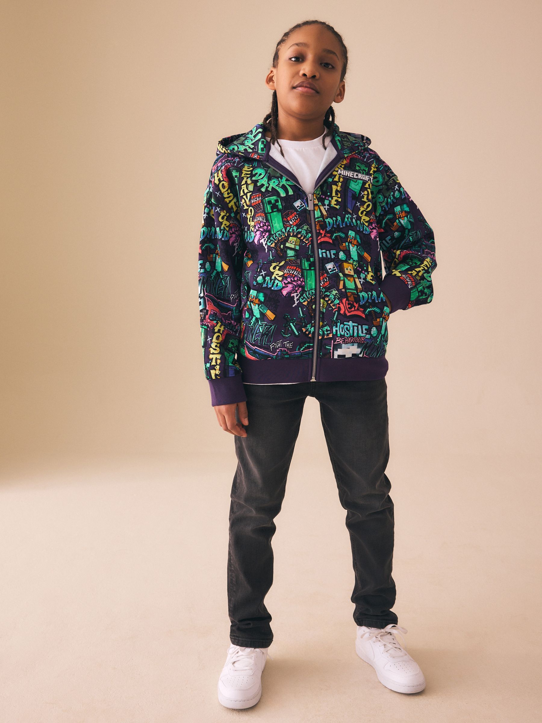 Buy Purple Minecraft Zip Through Hoodie (3-16yrs) from Next USA