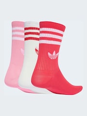 adidas Originals Pink Crew 3-Stripes Crew Socks 3 Pairs - Image 2 of 4
