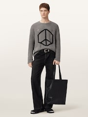 AllSaints Grey Message Crew Jumper - Image 3 of 8