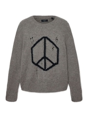 AllSaints Grey Message Crew Jumper - Image 8 of 8