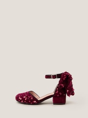 Monsoon Red Sequin Velvet Bow Heels - Image 2 of 3