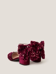 Monsoon Red Sequin Velvet Bow Heels - Image 3 of 3